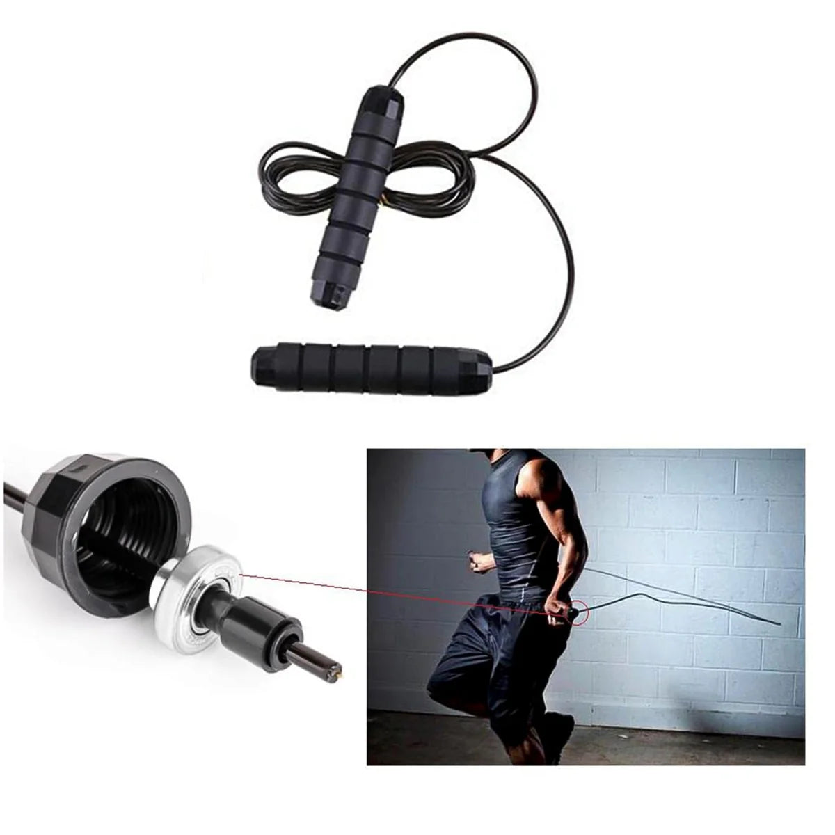 High-Speed Skipping Rope with Foam Padded Handles (1 Pc)