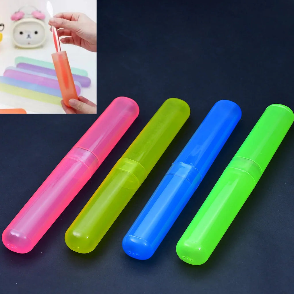 4-Piece Anti-Bacterial Plastic Toothbrush Cover Set ? Travel Holder Cases